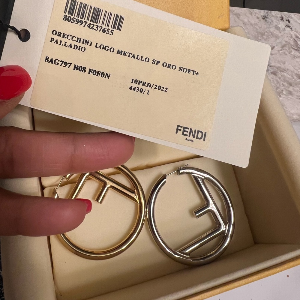 F Is Fendi Earrings
Gold and palladium earrings